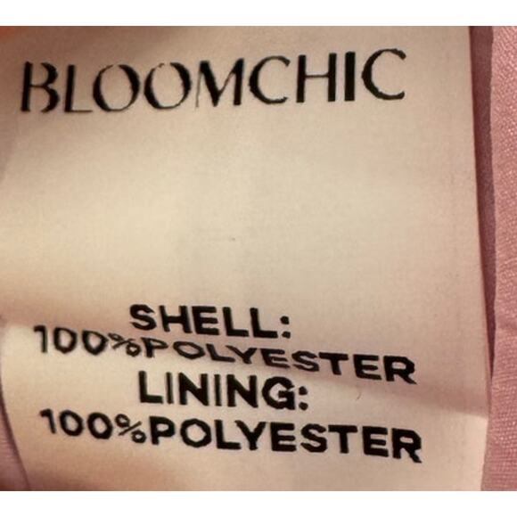 New BLOOMCHIC Women's Pink Chiffon Plain Textured Ruffle Trim Blouse Size 14-16 - Picture 7 of 9